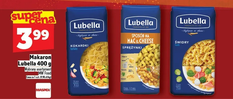 Makaron Lubella 400 g promocja w TOPAZ