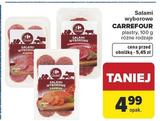 Salami wyborowe plastry 100g różne rodzaje Carrefour promocja