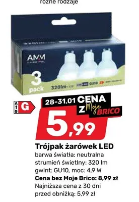 Trójpak żarówek LED AVM promocja w Bricomarche