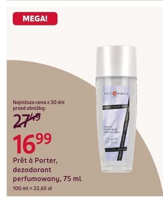 Dezodorant perfumowany 75 ml Prêt à Porter promocja w Rossmann