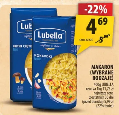 Makaron wybranie LUBELLA promocja w Arhelan