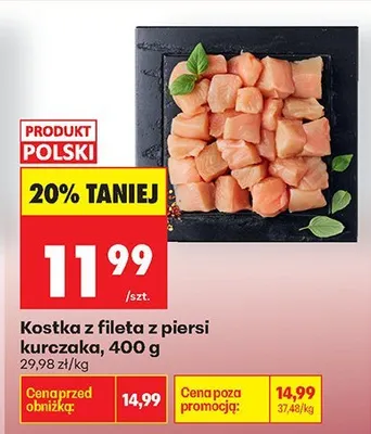 Kostka z fileta z piersi kurczaka 400g promocja w Biedronka