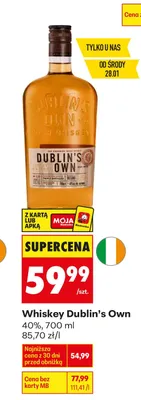 Whisky Dublin's Own 40%, 700 ml promocja w Biedronka