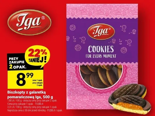 Biszkoptu z galaretką pomarańczową Iga, 500 g promocja w Twój Market
