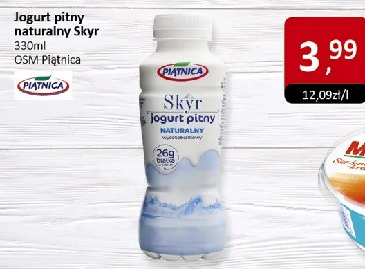 Jogurt pitny naturalny Skyr 330ml OSM Piątnica promocja w Market Point