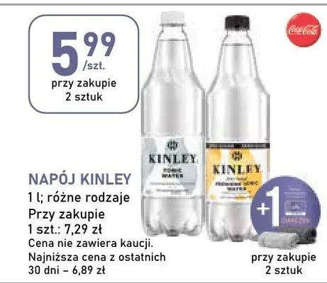 Napój kinley 1l, różne rodzaje promocja w Stokrotka