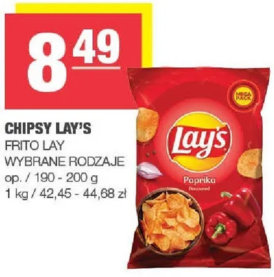 Chipsy Lay's Frito Lay wybrane rodzaje promocja w SPAR
