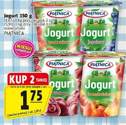Jogurt Piątnica 150 g różne smaki PIĄTNICA promocja w Prim Market