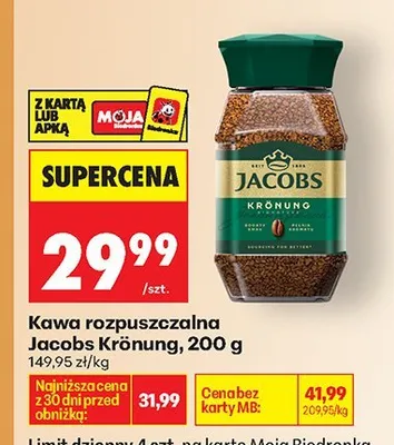 Kawa rozpuszczalna Jacobs Krönung promocja w Biedronka