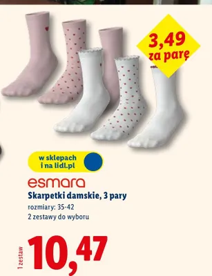 Skarpetki damskie, 3 pary rozmiary: 35-42 promocja w Lidl