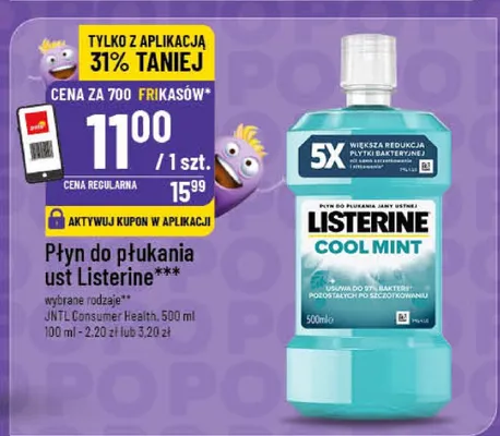 Płyn do płukania ust Listerine Cool Mint 500 ml promocja w POLOmarket