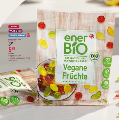 Żelki wegańskie o smaku owocowym, 100 g enerBIO promocja