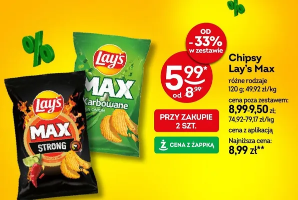 Chipsy Lay's Max Strong różne rodzaje promocja w Żabka