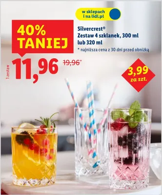 Zestaw 4 szklanek 300 ml lub 320 ml promocja w Lidl
