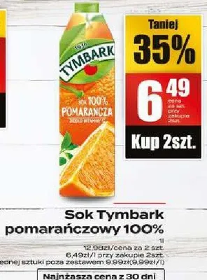 Sok Tymbark pomarańczowy 100% promocja w Supeco
