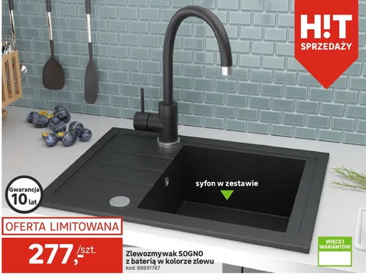 Zlewozmywak SOGNO z baterią w kolorze zlewu promocja w Leroy Merlin