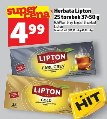 Herbata Lipton 25 torebek 37-50g promocja w TOPAZ