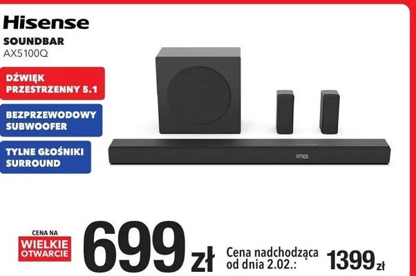 Soundbar AX5100Q Hisense promocja w RTV EURO AGD
