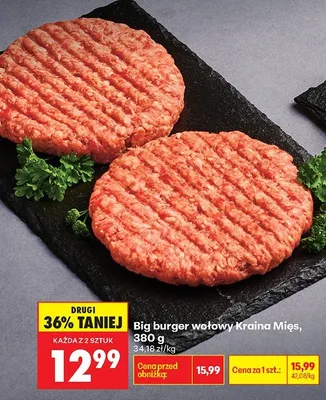 Big burger wołowy 380 g promocja w Biedronka