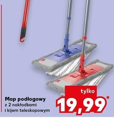 Mop podłogowy z 2 nakładkami i kijem teleskopowym Kaufland promocja w Kaufland