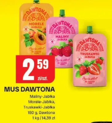 Mus DAWTONA Maliny-Jabłka, Morele-Jabłka, Truskawki-Jabłka promocja w Chorten