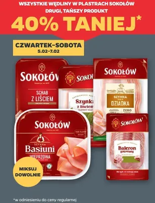 Wędliny Sokołów plastry różne rodzaje promocja w Netto