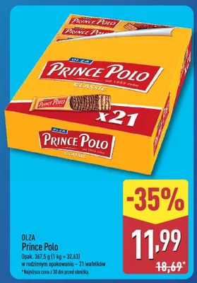 Wafle Prince Polo 21 szt. Olza promocja w Aldi