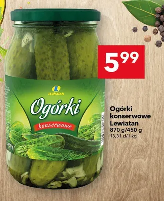 Ogórki konserwowe Lewiatan 870 g/450 g promocja w LEWIATAN
