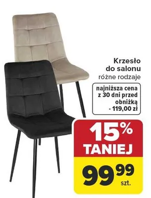 Krzesło do salonu różne rodzaje Carrefour promocja w Carrefour