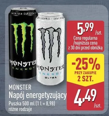 Napój energetyzujący Monster promocja w Aldi