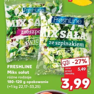 Mix sałat ze szpinakiem Freshline promocja w Kaufland