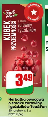 Herbatka owocowa o smaku żurawiny i goździków  promocja w Dino