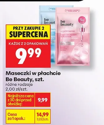 Maseczki w płachcie, różne rodzaje promocja w Biedronka