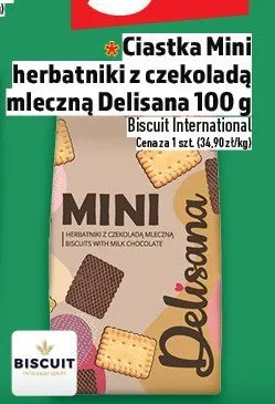 Ciastka Mini herbatniki z czekoladą mleczną Delisana 100 g promocja w TOPAZ