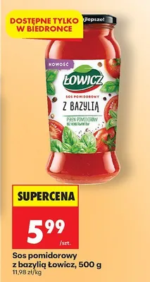 Sos pomidorowy z bazylią, 500 g promocja w Biedronka