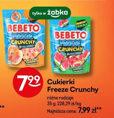 Cukierki Freeze Crunchy Bebeto różne rodzaje promocja w Żabka