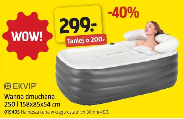 Wanna dmuchana EKVIP 250 l 158x85x54 cm promocja w Jula