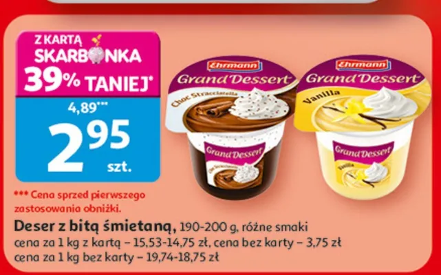 Deser z bitą śmietaną Ehrmann Grand Dessert promocja