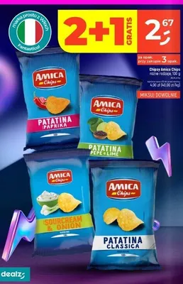 Chipsy Amica Chips Patatina Paprika promocja w Dealz
