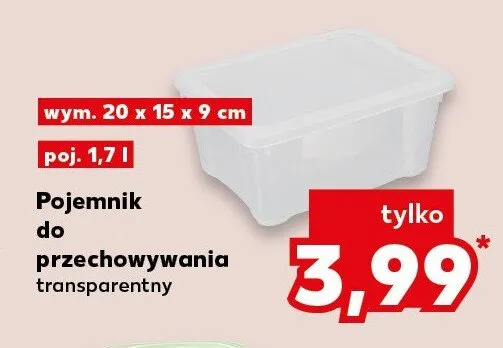 Pojemnik do przechowywania transparentny 20x15x9 cm Kaufland promocja w Kaufland