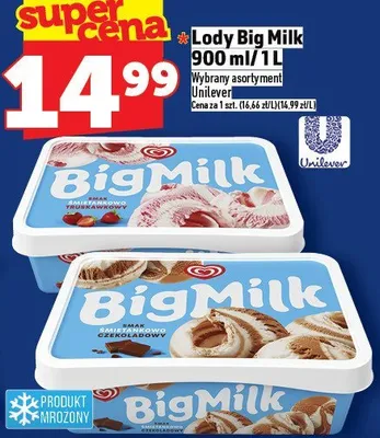Lody Big Milk 900 ml/1 L promocja w TOPAZ