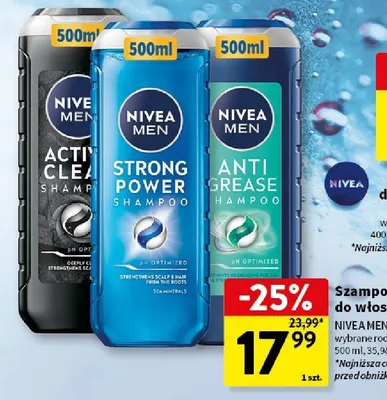 Szampon do włosów, wybrane rodzaje NIVEA promocja w Intermarche