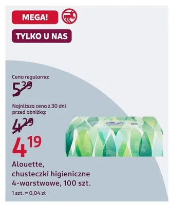 Chusteczki higieniczne, 4-warstwowe, 100 szt. promocja w Rossmann
