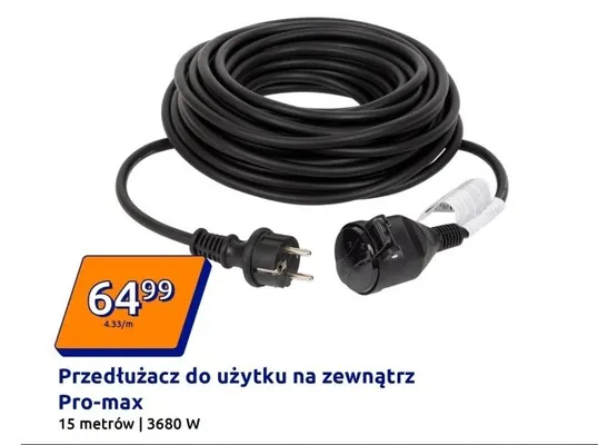 Przedłużacz do użytku na zewnątrz, 15 m, 3680 W promocja w Action
