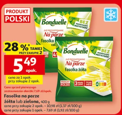 Fasolka na parze żółta lub zielona Bonduelle promocja w Auchan