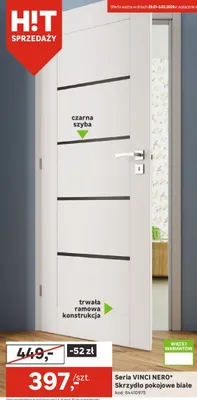 Drzwi skrzydło pokojowe białe Seria VINCI NERO promocja w Leroy Merlin