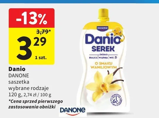 Danio DANONE saszetka wybrane rodzaje promocja w Intermarche