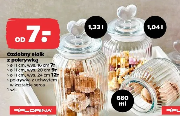 Ozdobny słoik z pokrywką 11 cm, wys. 20 cm promocja w Netto
