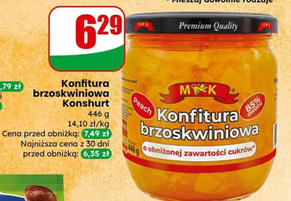Konfitura brzoskwiniowa  promocja w Dino