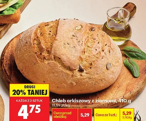 Chleb orkiszowy z ziarnami promocja w Biedronka